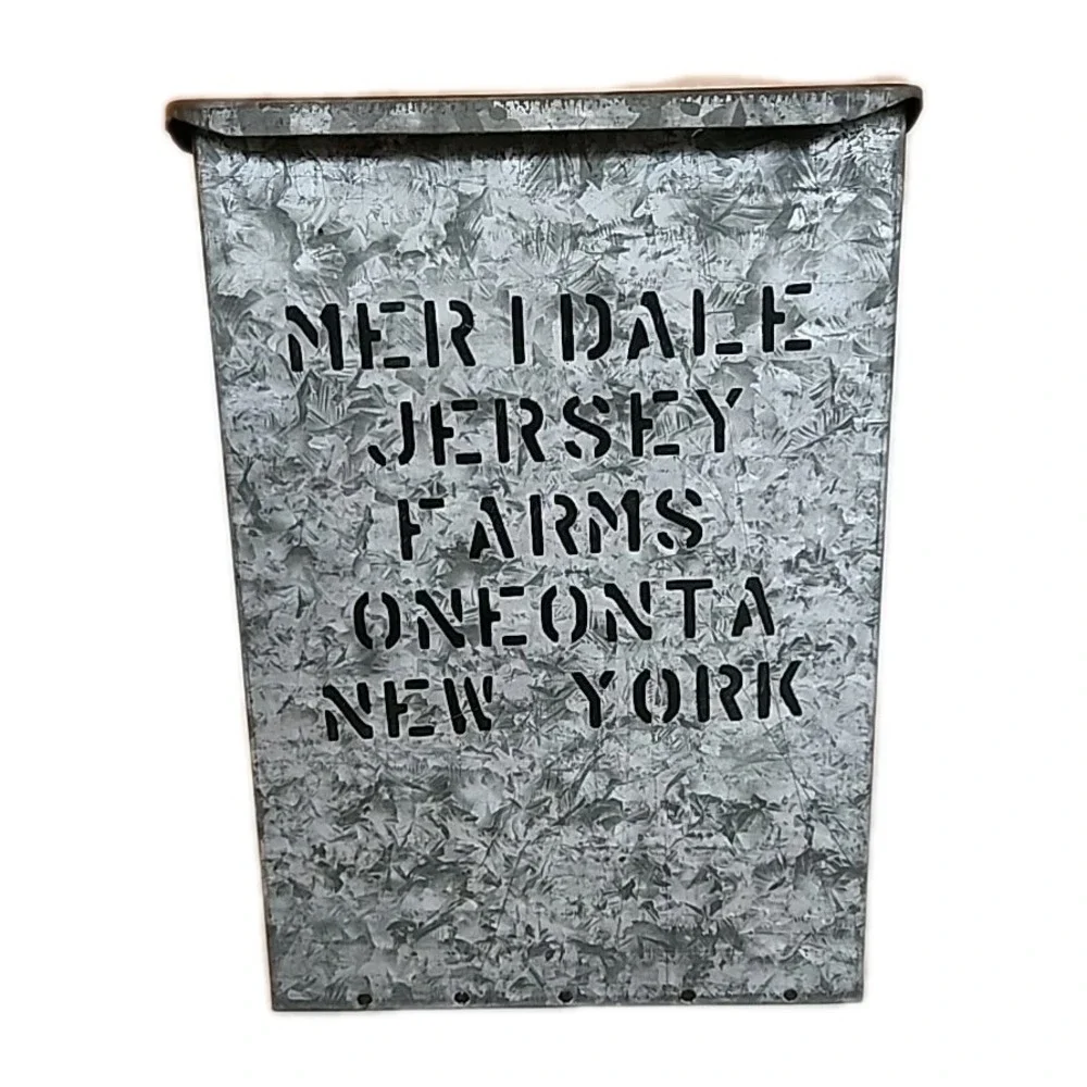 VTG Milk Box Galvanized Metal Front Porch Primitive Decor Oneonta NY